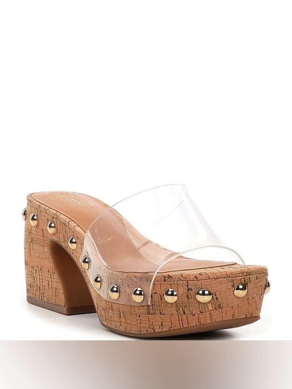 NWT Gianni Bini Abbott Studded Clear Square Toe Platform Sandals Size 7 Clear